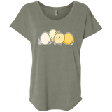 T-Shirts Venetian Grey / X-Small Kawaii Easter Chick and Eggs Triblend Dolman Sleeve