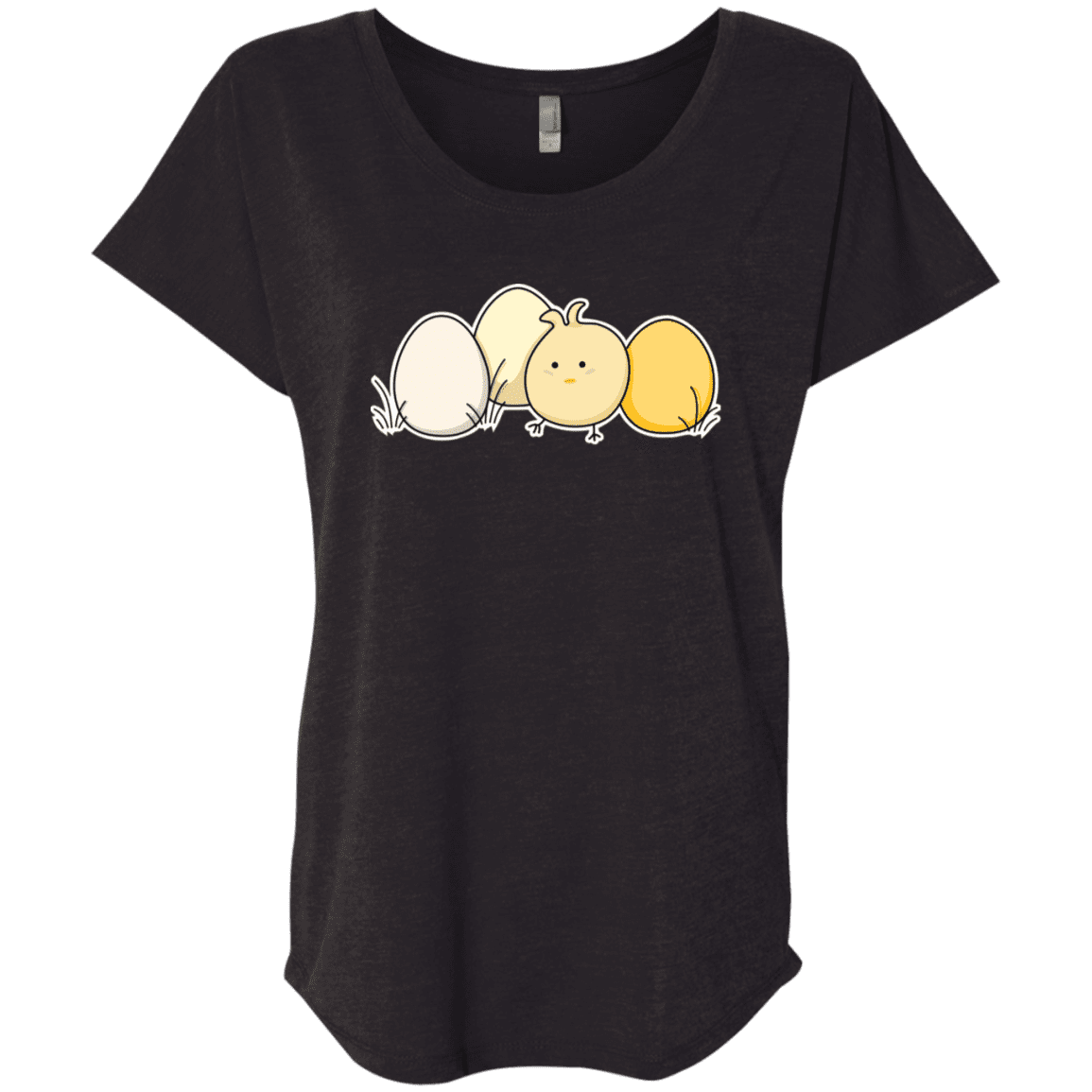 T-Shirts Vintage Black / X-Small Kawaii Easter Chick and Eggs Triblend Dolman Sleeve