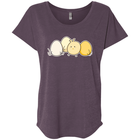 T-Shirts Vintage Purple / X-Small Kawaii Easter Chick and Eggs Triblend Dolman Sleeve