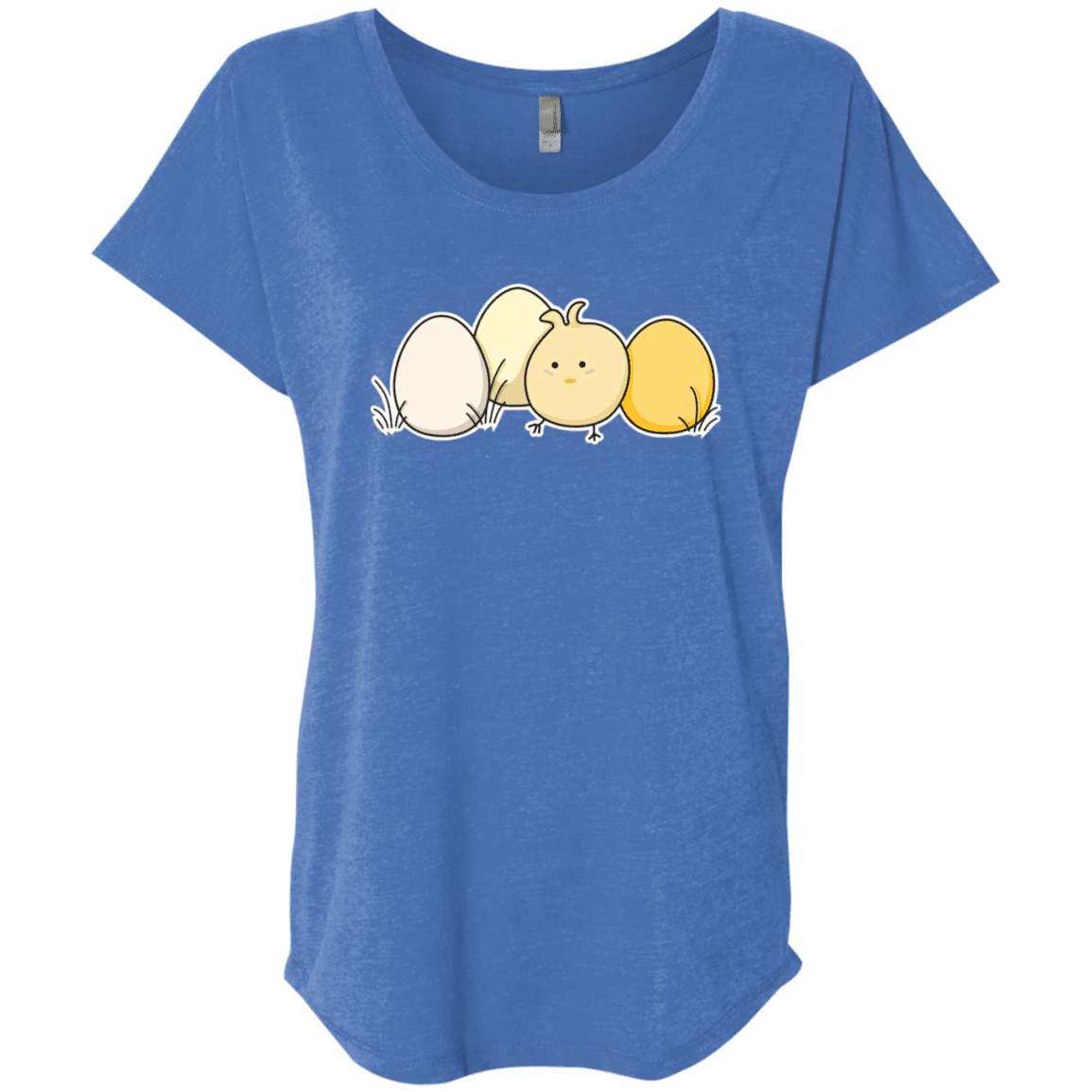 T-Shirts Vintage Royal / X-Small Kawaii Easter Chick and Eggs Triblend Dolman Sleeve