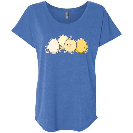 T-Shirts Vintage Royal / X-Small Kawaii Easter Chick and Eggs Triblend Dolman Sleeve