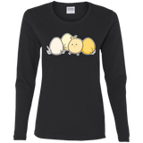 T-Shirts Black / S Kawaii Easter Chick and Eggs Women's Long Sleeve T-Shirt