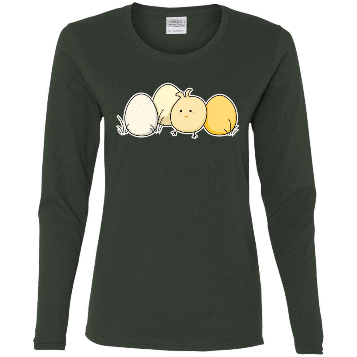 T-Shirts Forest / S Kawaii Easter Chick and Eggs Women's Long Sleeve T-Shirt