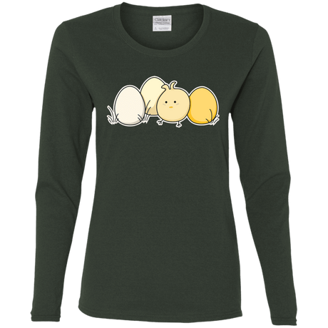 T-Shirts Forest / S Kawaii Easter Chick and Eggs Women's Long Sleeve T-Shirt