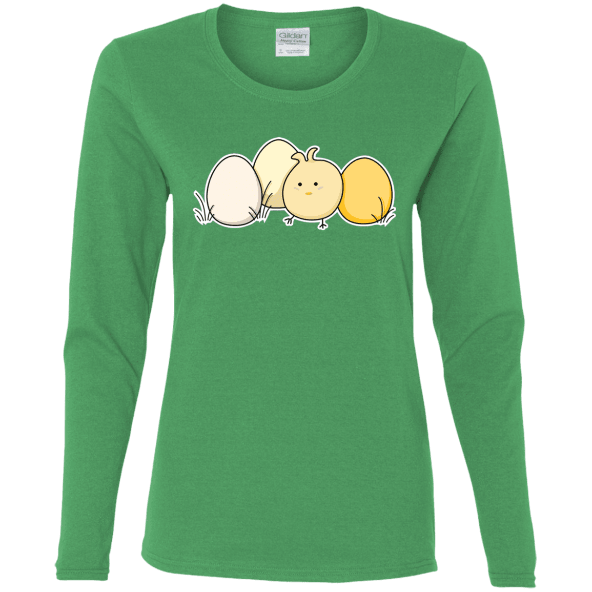 T-Shirts Irish Green / S Kawaii Easter Chick and Eggs Women's Long Sleeve T-Shirt