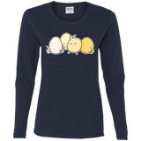 T-Shirts Navy / S Kawaii Easter Chick and Eggs Women's Long Sleeve T-Shirt