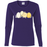 T-Shirts Purple / S Kawaii Easter Chick and Eggs Women's Long Sleeve T-Shirt