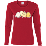 T-Shirts Red / S Kawaii Easter Chick and Eggs Women's Long Sleeve T-Shirt