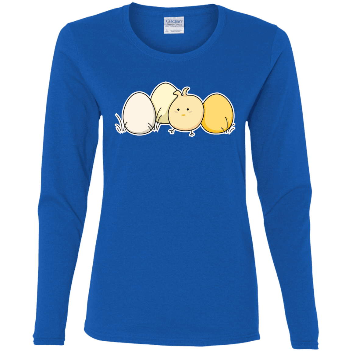 T-Shirts Royal / S Kawaii Easter Chick and Eggs Women's Long Sleeve T-Shirt