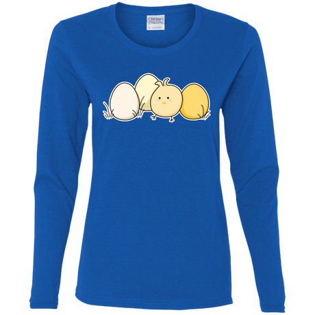 T-Shirts Royal / S Kawaii Easter Chick and Eggs Women's Long Sleeve T-Shirt