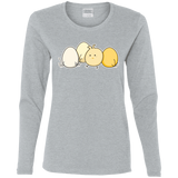 T-Shirts Sport Grey / S Kawaii Easter Chick and Eggs Women's Long Sleeve T-Shirt