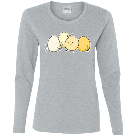 T-Shirts Sport Grey / S Kawaii Easter Chick and Eggs Women's Long Sleeve T-Shirt