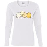 T-Shirts White / S Kawaii Easter Chick and Eggs Women's Long Sleeve T-Shirt