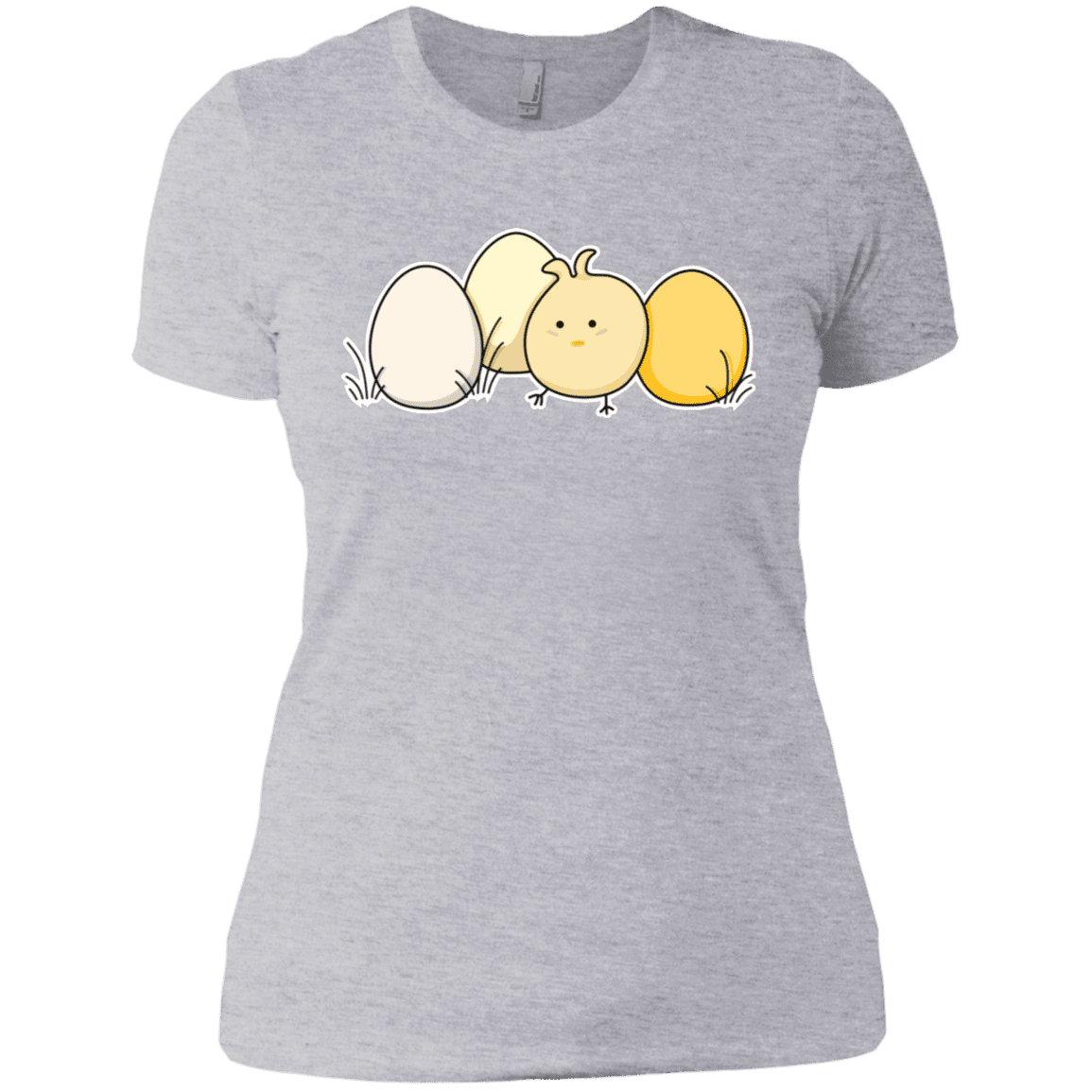 T-Shirts Heather Grey / X-Small Kawaii Easter Chick and Eggs Women's Premium T-Shirt