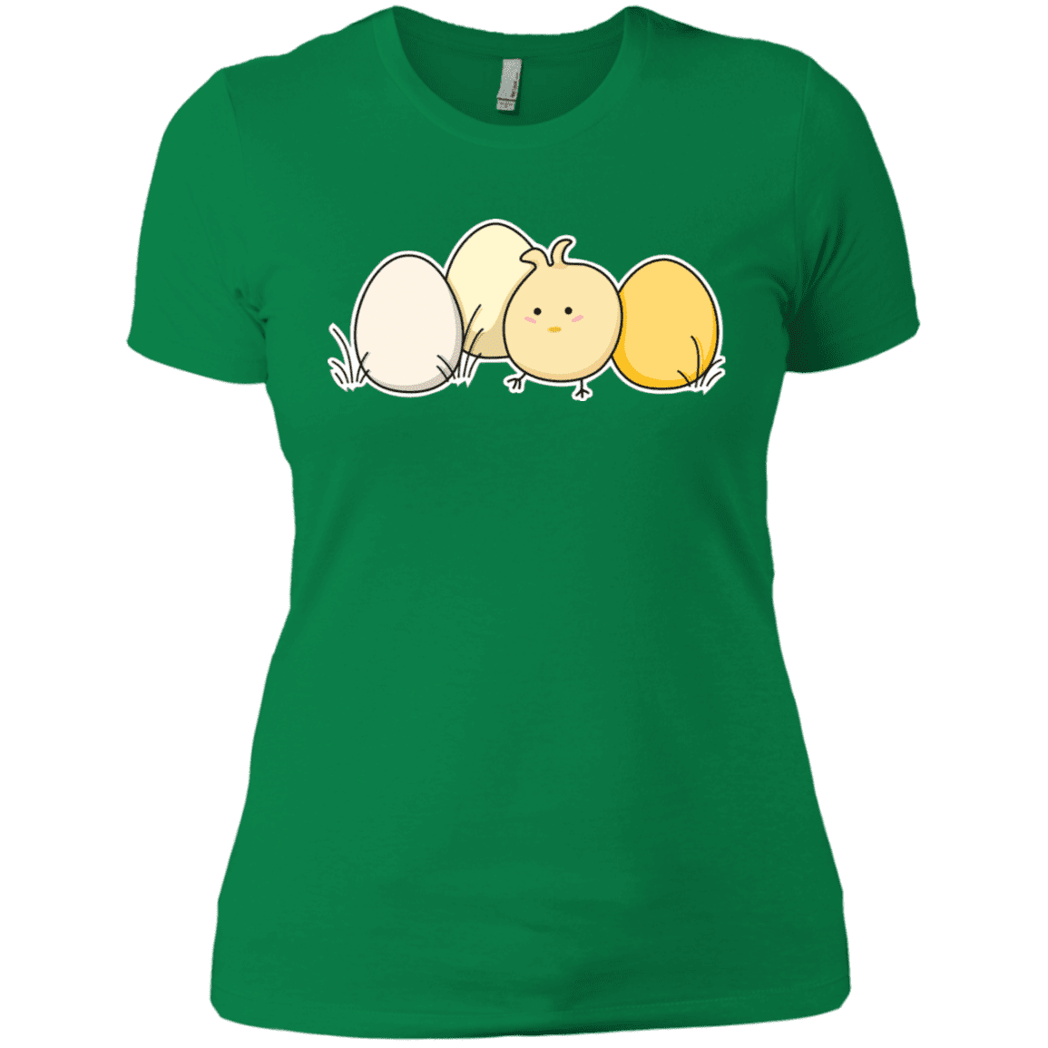 T-Shirts Kelly Green / X-Small Kawaii Easter Chick and Eggs Women's Premium T-Shirt
