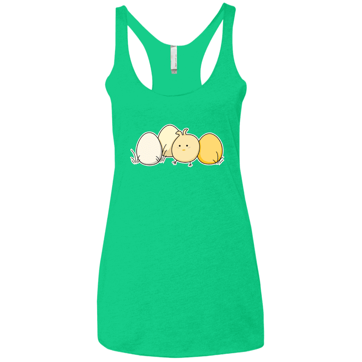 T-Shirts Envy / X-Small Kawaii Easter Chick and Eggs Women's Triblend Racerback Tank