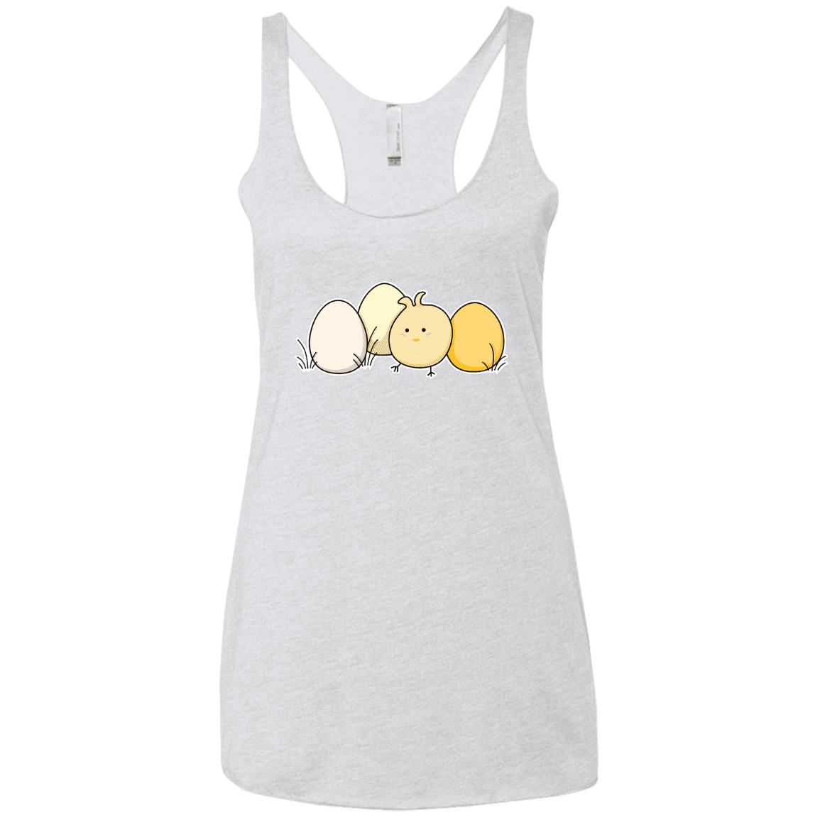 T-Shirts Heather White / X-Small Kawaii Easter Chick and Eggs Women's Triblend Racerback Tank
