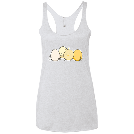 T-Shirts Heather White / X-Small Kawaii Easter Chick and Eggs Women's Triblend Racerback Tank