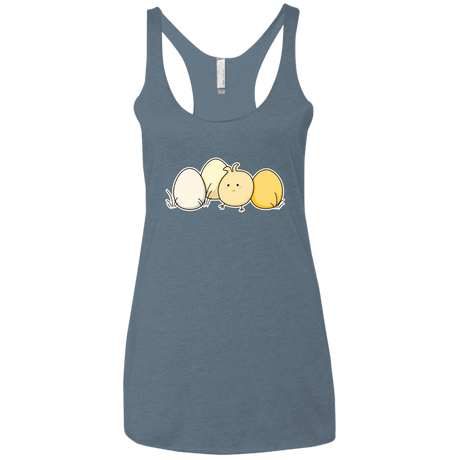 T-Shirts Indigo / X-Small Kawaii Easter Chick and Eggs Women's Triblend Racerback Tank