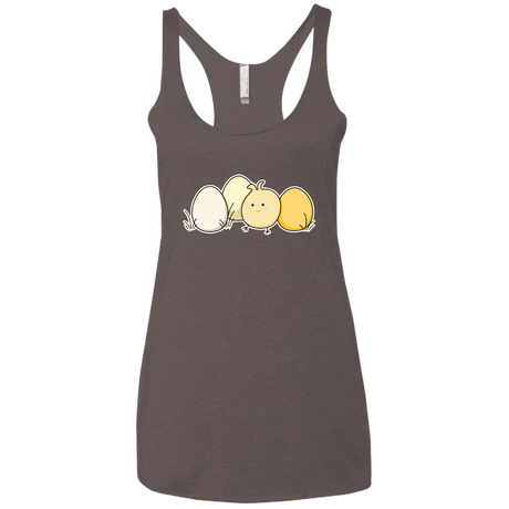 T-Shirts Macchiato / X-Small Kawaii Easter Chick and Eggs Women's Triblend Racerback Tank