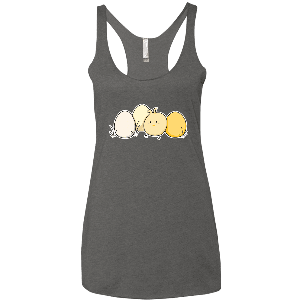 T-Shirts Premium Heather / X-Small Kawaii Easter Chick and Eggs Women's Triblend Racerback Tank