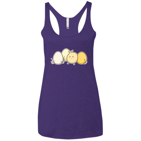 T-Shirts Purple Rush / X-Small Kawaii Easter Chick and Eggs Women's Triblend Racerback Tank