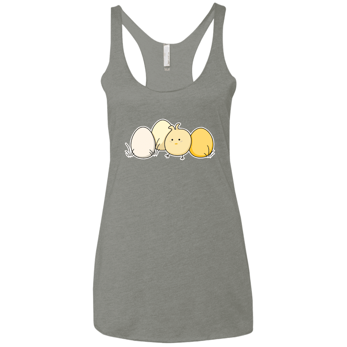 T-Shirts Venetian Grey / X-Small Kawaii Easter Chick and Eggs Women's Triblend Racerback Tank