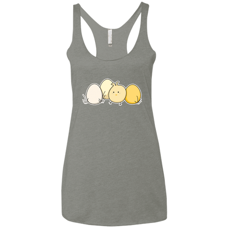 T-Shirts Venetian Grey / X-Small Kawaii Easter Chick and Eggs Women's Triblend Racerback Tank