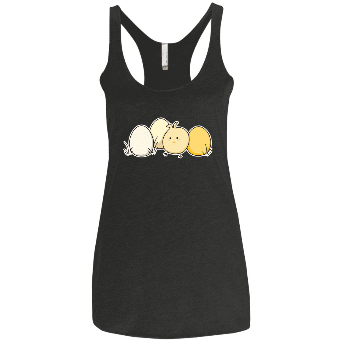 T-Shirts Vintage Black / X-Small Kawaii Easter Chick and Eggs Women's Triblend Racerback Tank