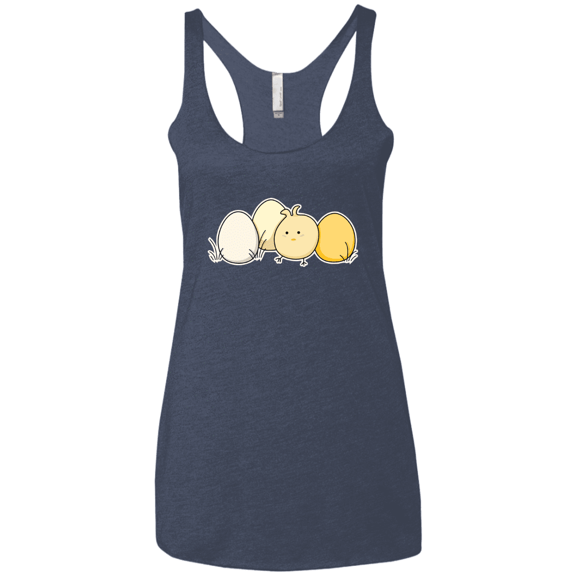 T-Shirts Vintage Navy / X-Small Kawaii Easter Chick and Eggs Women's Triblend Racerback Tank