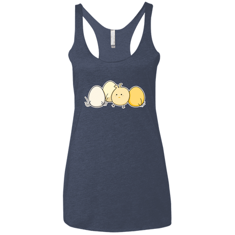 T-Shirts Vintage Navy / X-Small Kawaii Easter Chick and Eggs Women's Triblend Racerback Tank