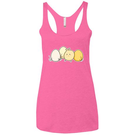 T-Shirts Vintage Pink / X-Small Kawaii Easter Chick and Eggs Women's Triblend Racerback Tank
