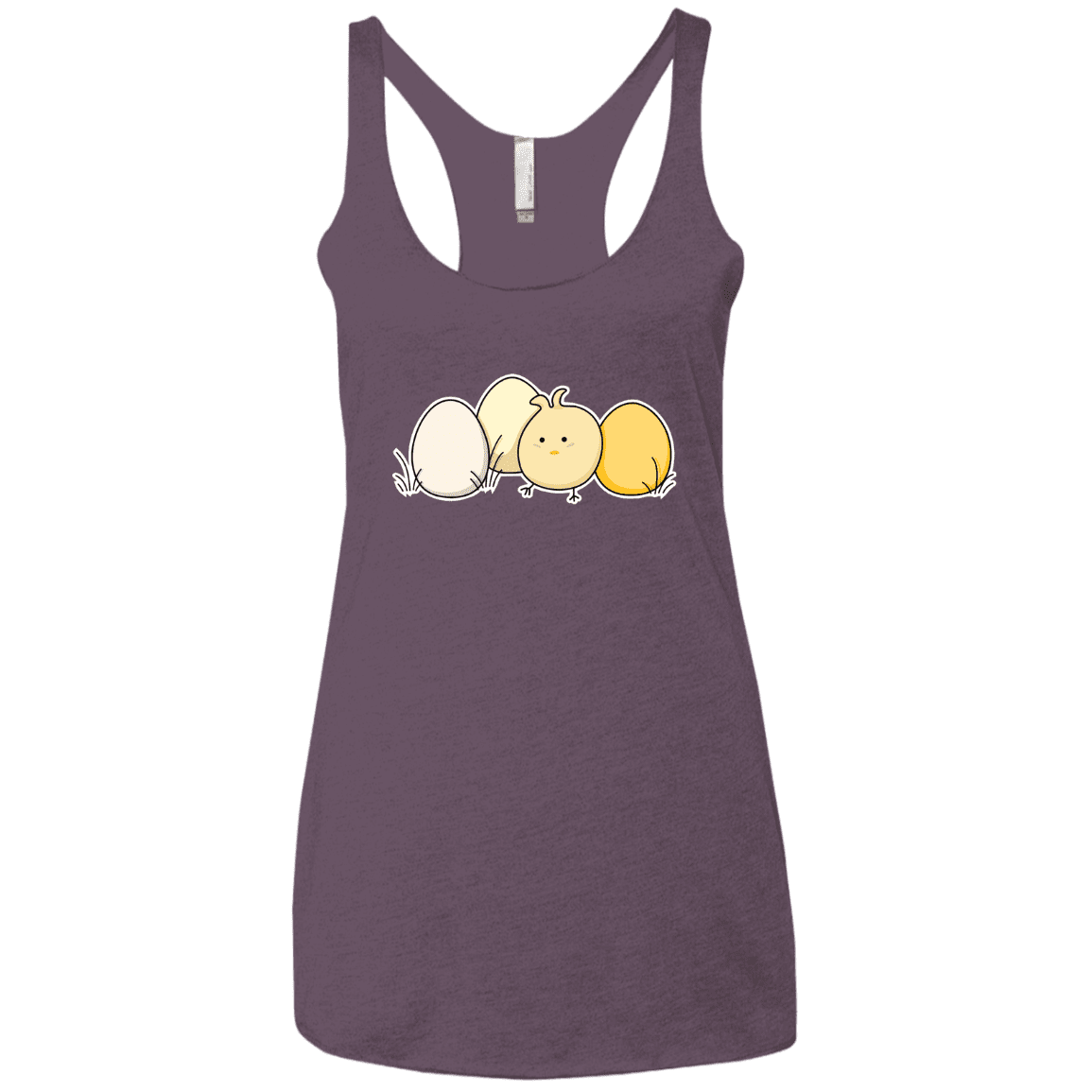 T-Shirts Vintage Purple / X-Small Kawaii Easter Chick and Eggs Women's Triblend Racerback Tank