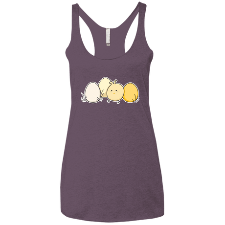 T-Shirts Vintage Purple / X-Small Kawaii Easter Chick and Eggs Women's Triblend Racerback Tank