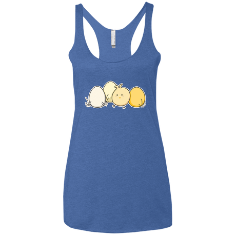 T-Shirts Vintage Royal / X-Small Kawaii Easter Chick and Eggs Women's Triblend Racerback Tank