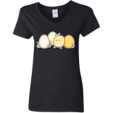 T-Shirts Black / S Kawaii Easter Chick and Eggs Women's V-Neck T-Shirt