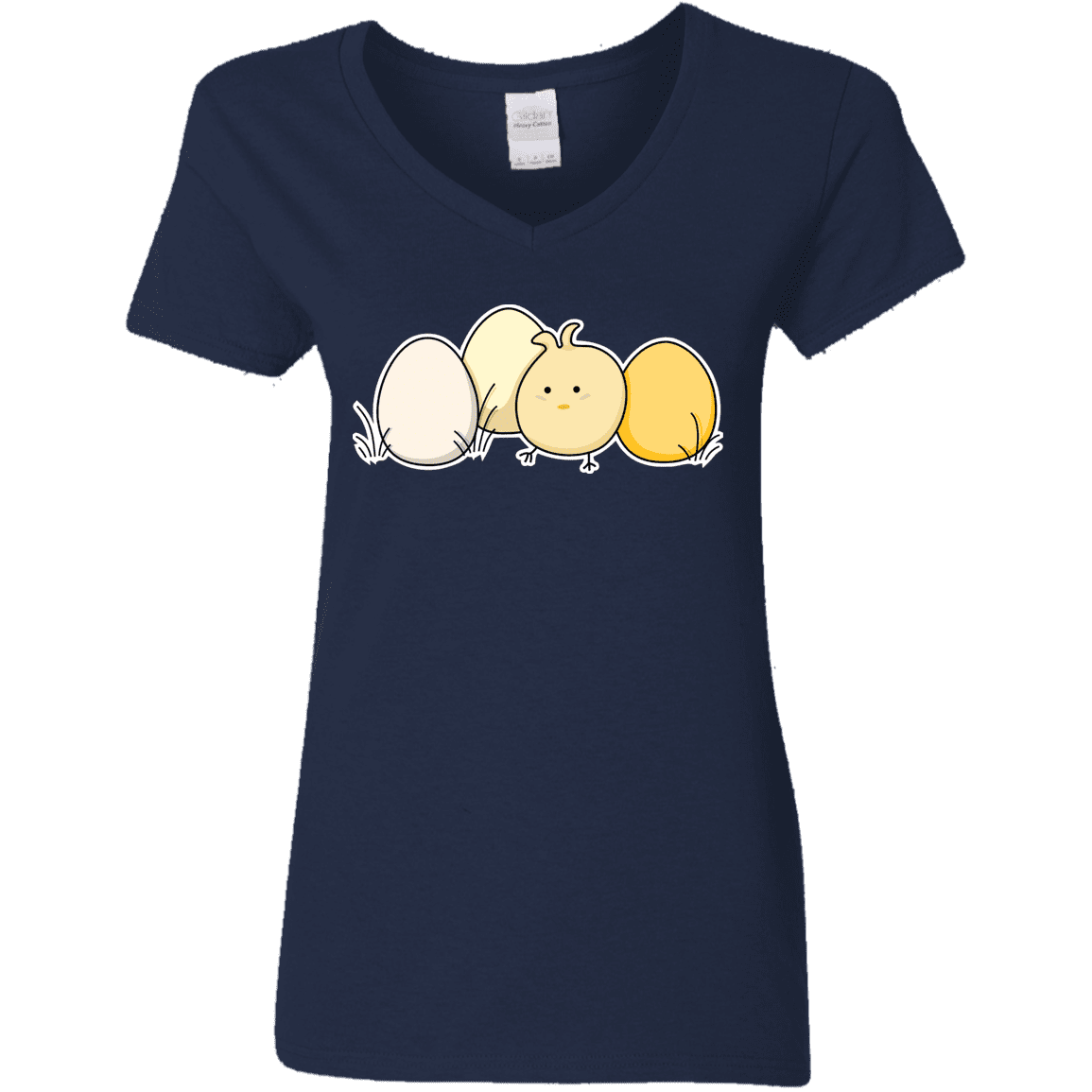 T-Shirts Navy / S Kawaii Easter Chick and Eggs Women's V-Neck T-Shirt