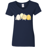 T-Shirts Navy / S Kawaii Easter Chick and Eggs Women's V-Neck T-Shirt