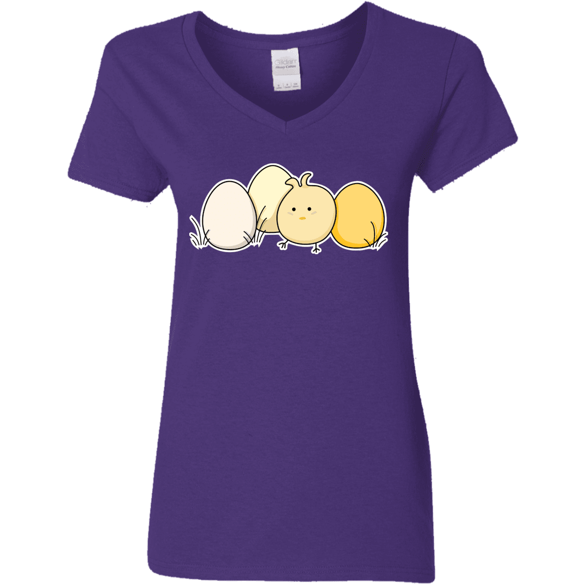 T-Shirts Purple / S Kawaii Easter Chick and Eggs Women's V-Neck T-Shirt