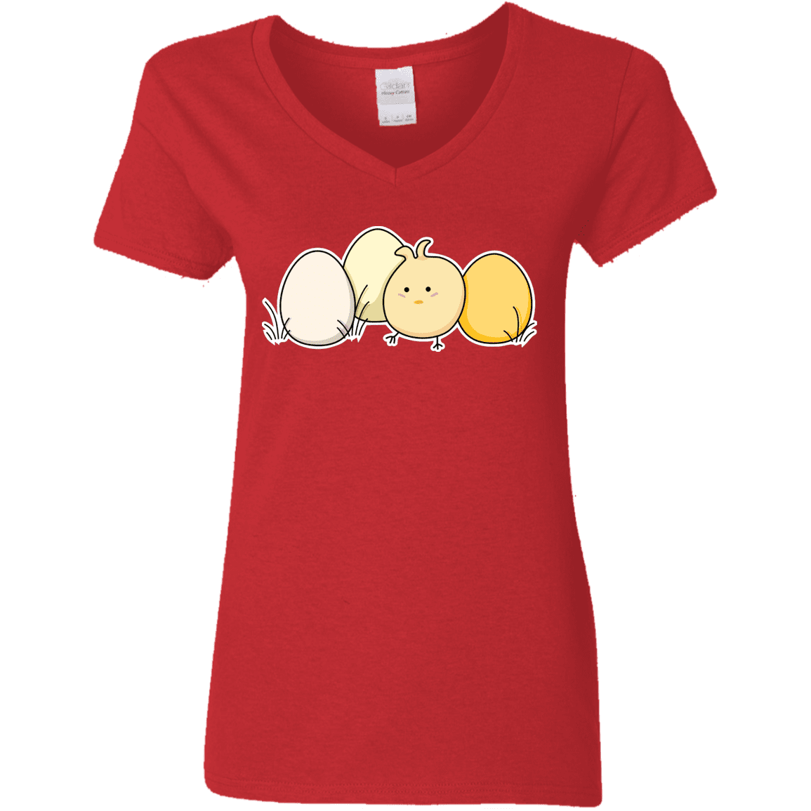 T-Shirts Red / S Kawaii Easter Chick and Eggs Women's V-Neck T-Shirt