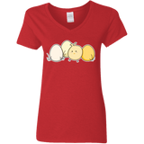 T-Shirts Red / S Kawaii Easter Chick and Eggs Women's V-Neck T-Shirt