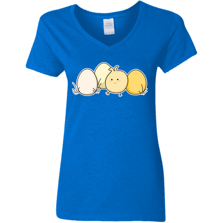 T-Shirts Royal / S Kawaii Easter Chick and Eggs Women's V-Neck T-Shirt