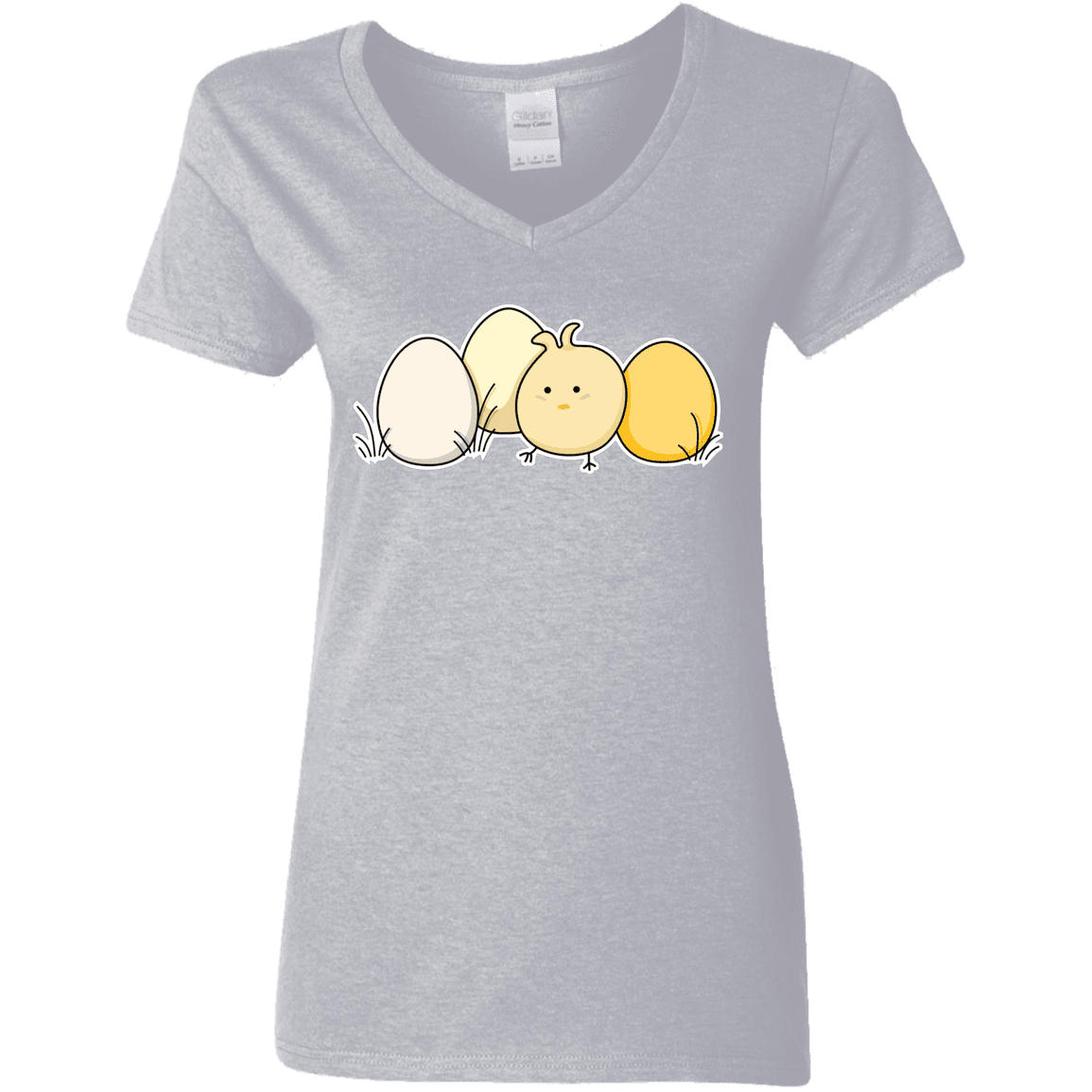 T-Shirts Sport Grey / S Kawaii Easter Chick and Eggs Women's V-Neck T-Shirt