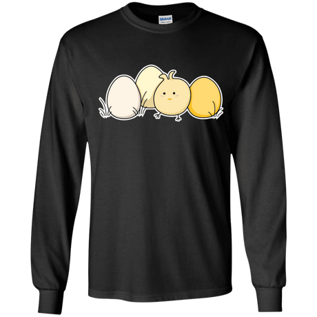 T-Shirts Black / YS Kawaii Easter Chick and Eggs Youth Long Sleeve T-Shirt