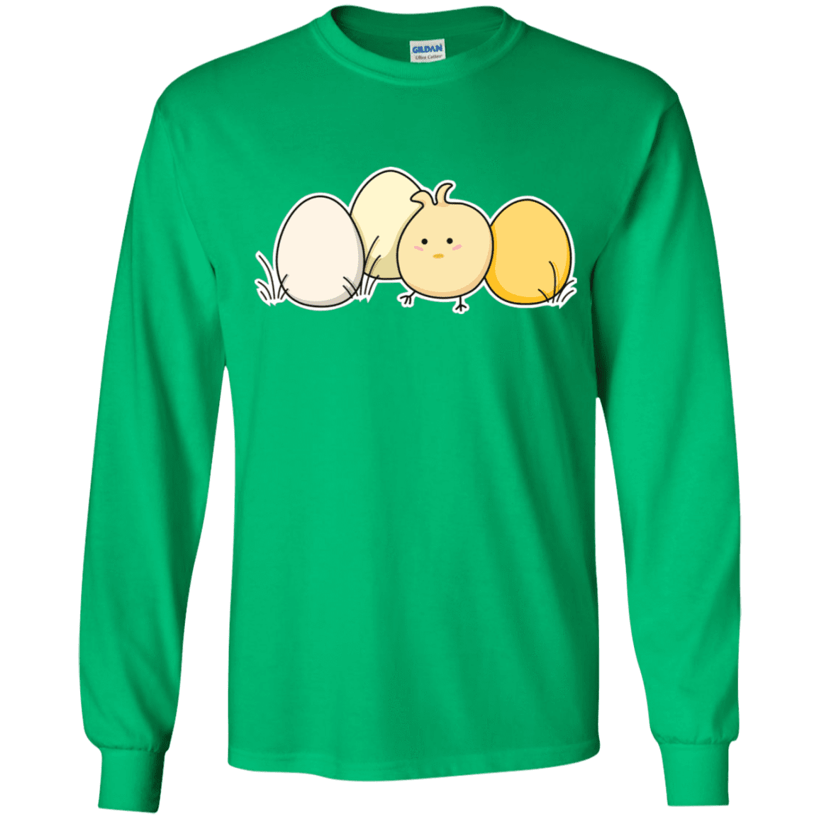T-Shirts Irish Green / YS Kawaii Easter Chick and Eggs Youth Long Sleeve T-Shirt