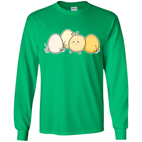 T-Shirts Irish Green / YS Kawaii Easter Chick and Eggs Youth Long Sleeve T-Shirt
