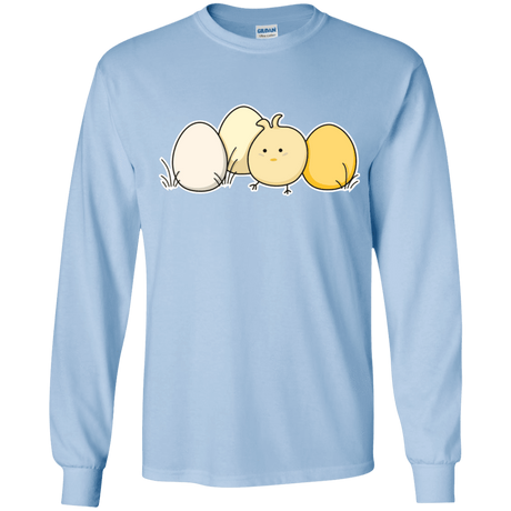 T-Shirts Light Blue / YS Kawaii Easter Chick and Eggs Youth Long Sleeve T-Shirt