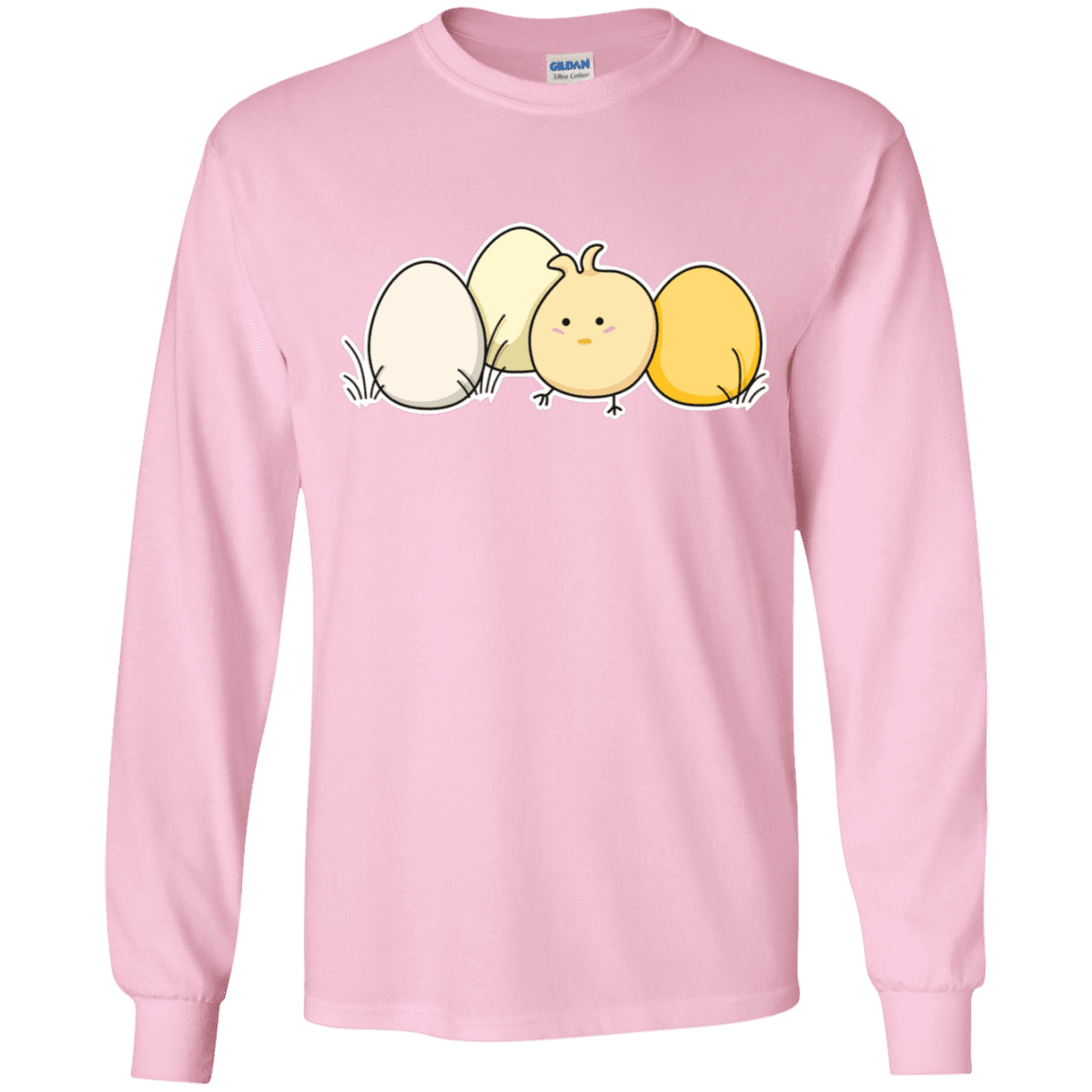 T-Shirts Light Pink / YS Kawaii Easter Chick and Eggs Youth Long Sleeve T-Shirt