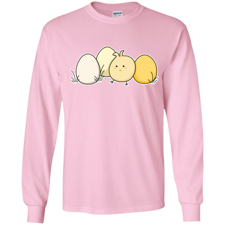 T-Shirts Light Pink / YS Kawaii Easter Chick and Eggs Youth Long Sleeve T-Shirt