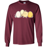 T-Shirts Maroon / YS Kawaii Easter Chick and Eggs Youth Long Sleeve T-Shirt